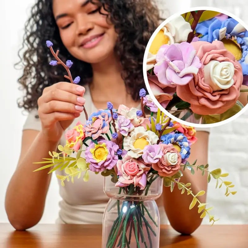 🎄Last Day 50% OFF💐Blooms Meadow Bouquet Kit - Doh Bouquet Assortment- Floral Crafts for Adults & Teens