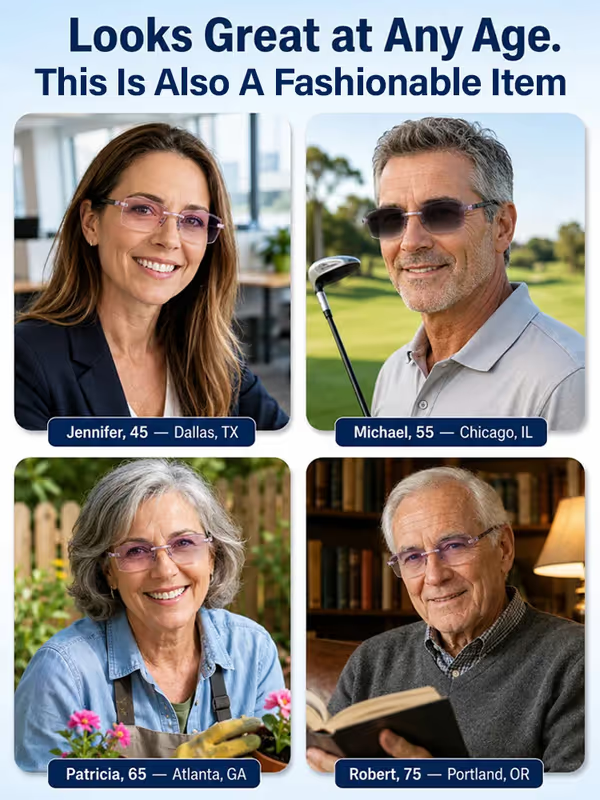 [SEE NEAR, MID & FAR — WITH ONE PAIR]-Smart Zoom Multi-Zone Reading Glasses
