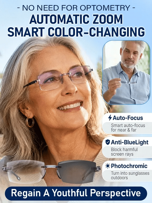 [SEE NEAR, MID & FAR — WITH ONE PAIR]-Smart Zoom Multi-Zone Reading Glasses