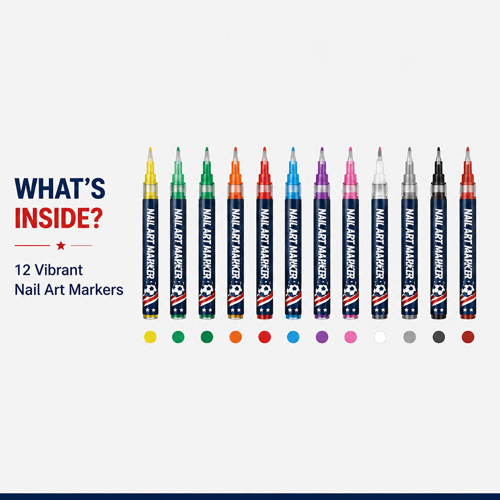 Nail Art Marker Club – 12 Color DIY Nail Design Set