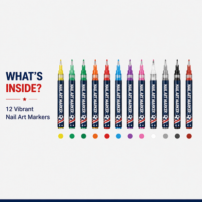 Nail Art Marker Club – 12 Color DIY Nail Design Set